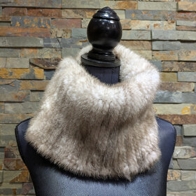 Autumn Haze Knitted Mink Cowl, Size O/S