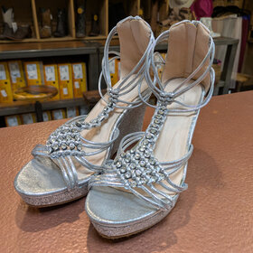 Silver Sparkle Wedges, Size 8.5
