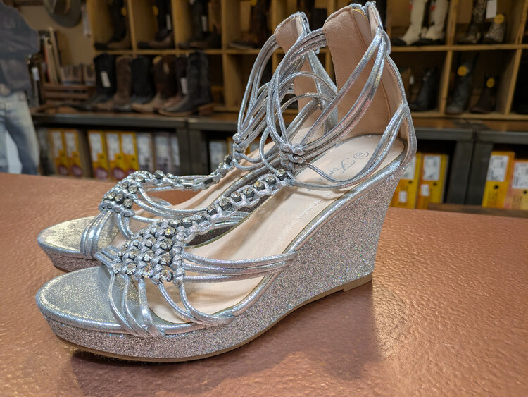 Silver Sparkle Wedges, Size 8.5