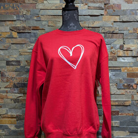 Red Dear Person Behind Me/Heart Crewneck