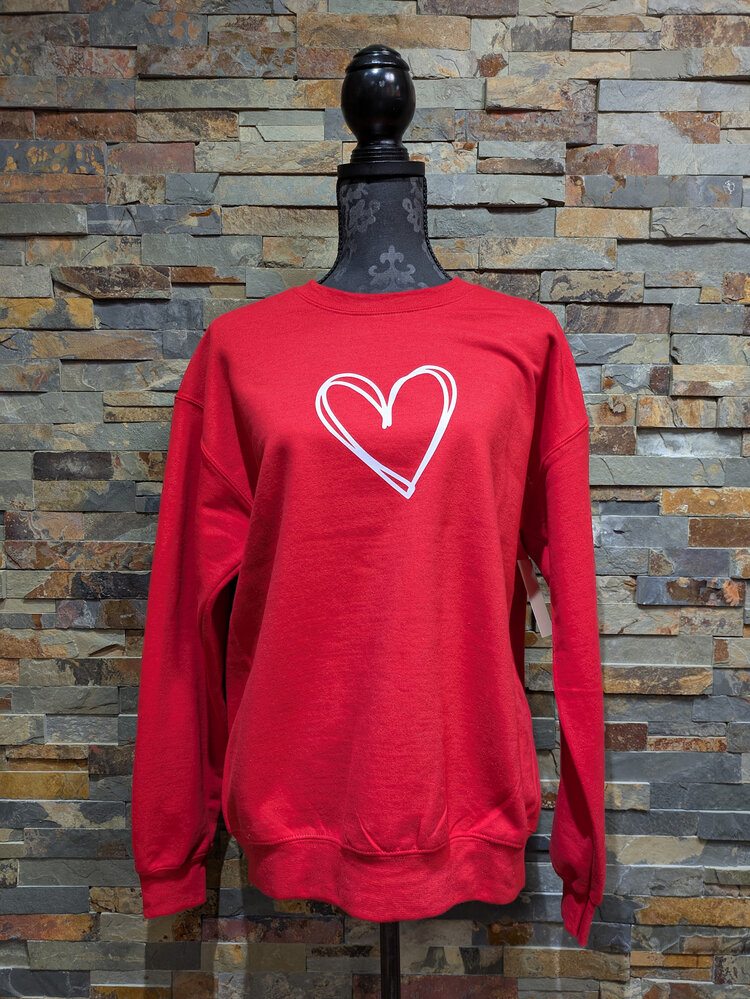 Red Dear Person Behind Me/Heart Crewneck