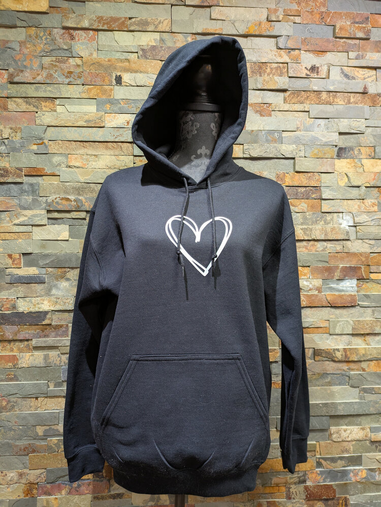 Black Dear Person Behind Me/Heart Hoodie