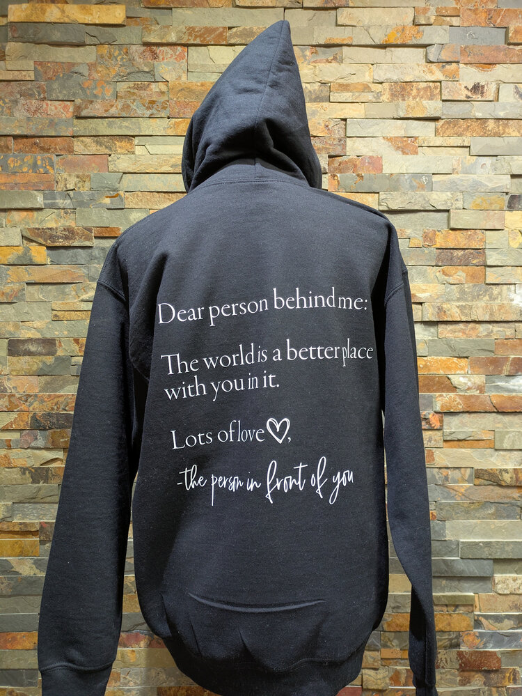 Black Dear Person Behind Me/Heart Hoodie