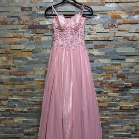 BCX Rose Pink Sweetheart Embroidered Gown, Size 3