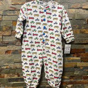White Cars and Trucks Cotton Coverall, Size 24M
