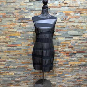 Bailey 44 Black Faux Leather Pattern Dress, Size L