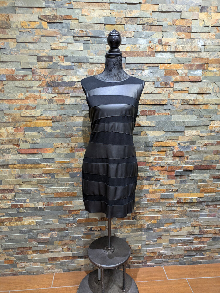 Bailey 44 Black Faux Leather Pattern Dress, Size L