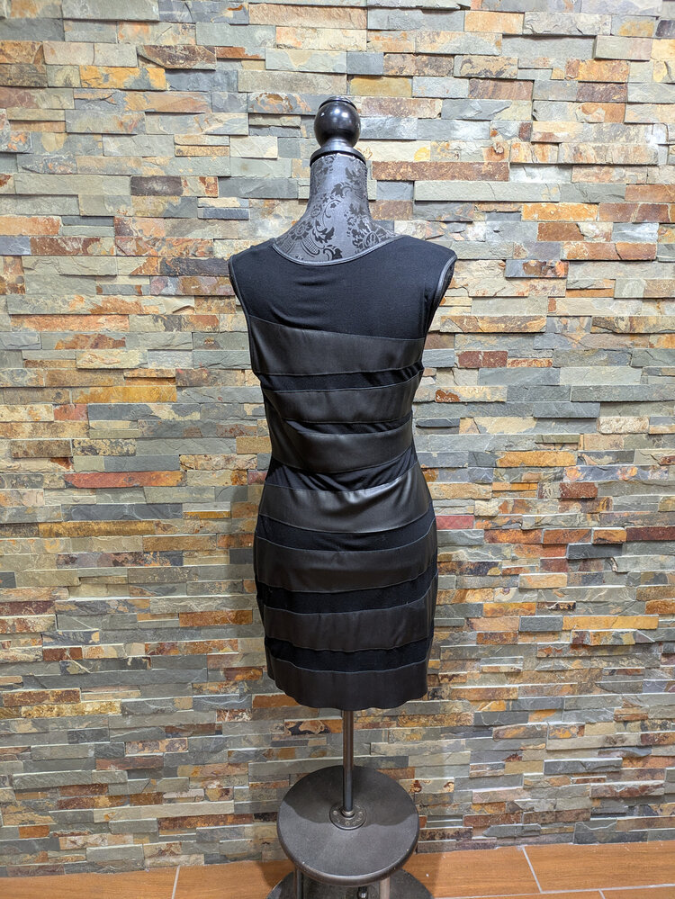 Bailey 44 Black Faux Leather Pattern Dress, Size L