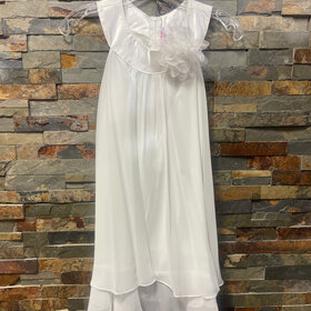 Ivory Chiffon A-Line Dress with Flower