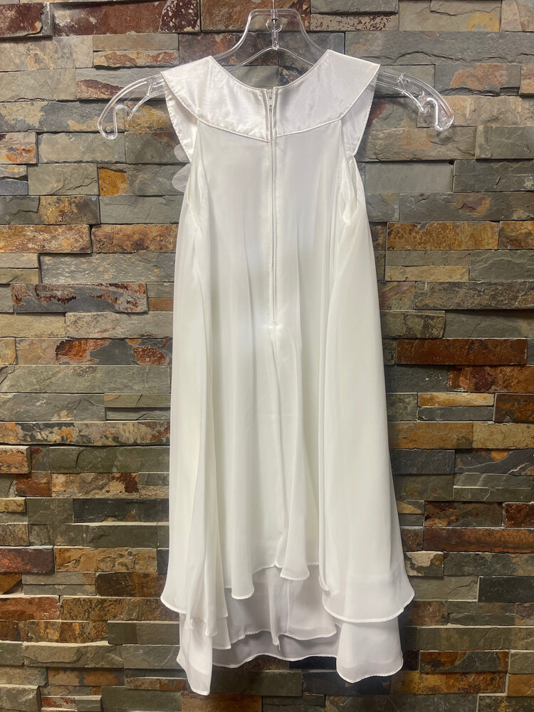 Ivory Chiffon A-Line Dress with Flower