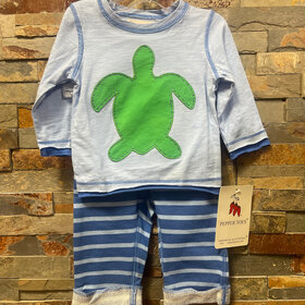 Blue Infant Long Sleeve Turtle Pant Set