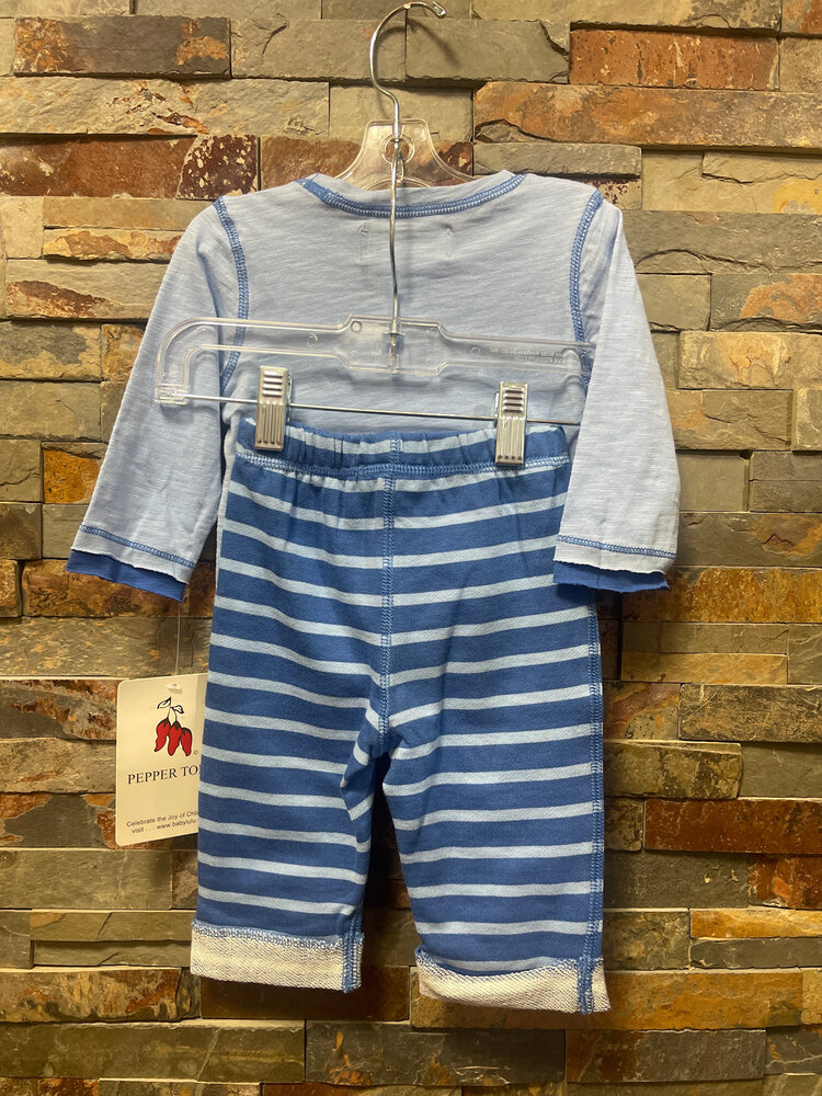 Blue Infant Long Sleeve Turtle Pant Set