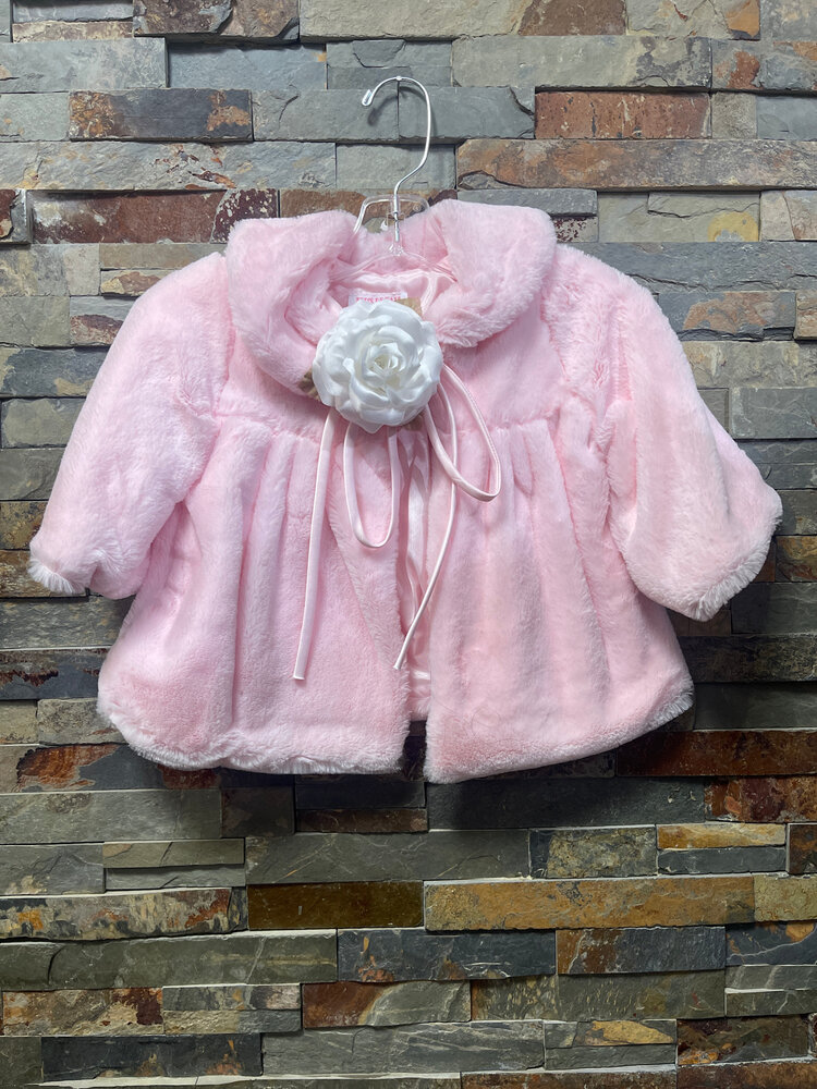 Pink Soft Faux Fur Half Coat for Girls