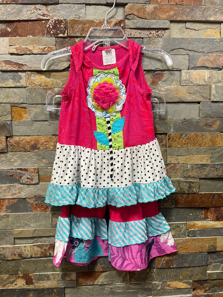 Hot Pink Flower with Tiered Tank and Matching Bell Bottoms, Size 18M