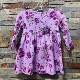 Plum Floral Cotton Dress, Size 18M