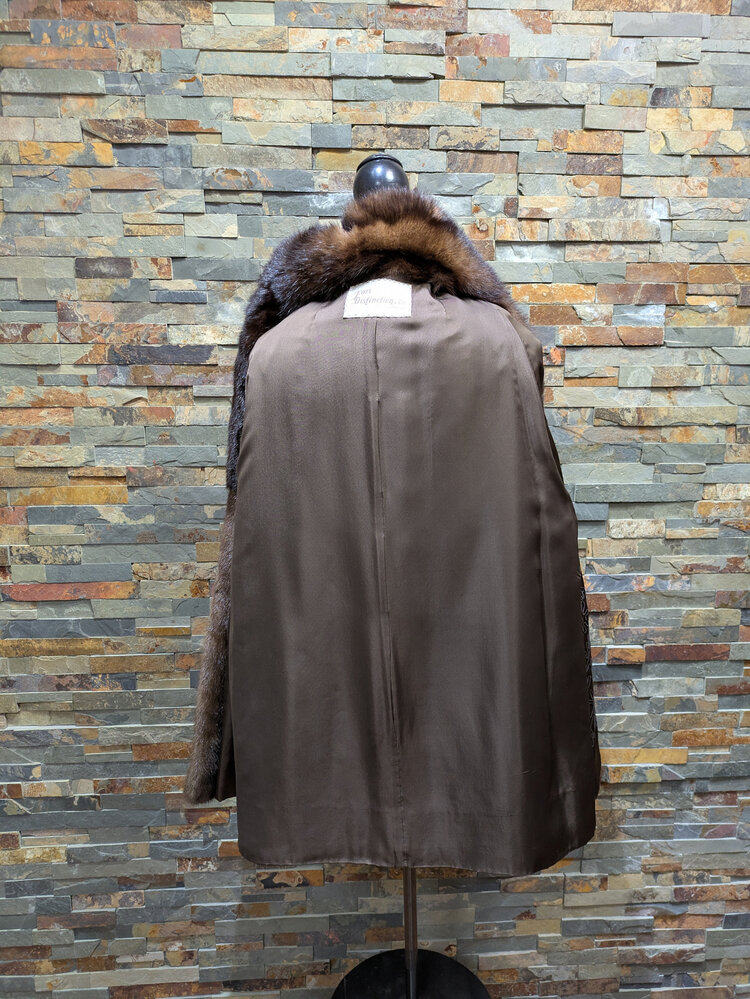 Furs of Distinction Medium Brown Mink with Sable Collar, Size M/L