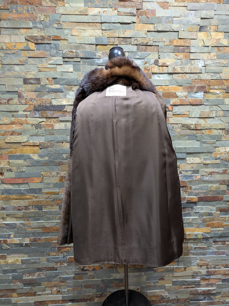 Furs of Distinction Medium Brown Mink with Sable Collar, Size M/L
