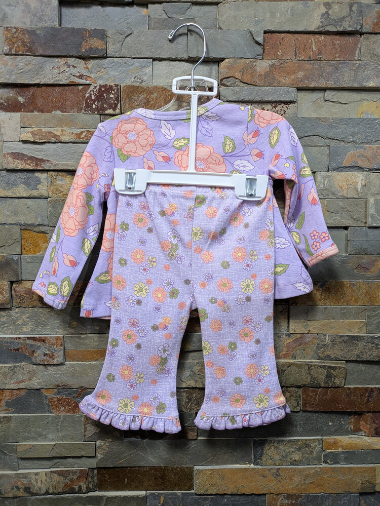 Lavender and Peach Floral Pant Set,