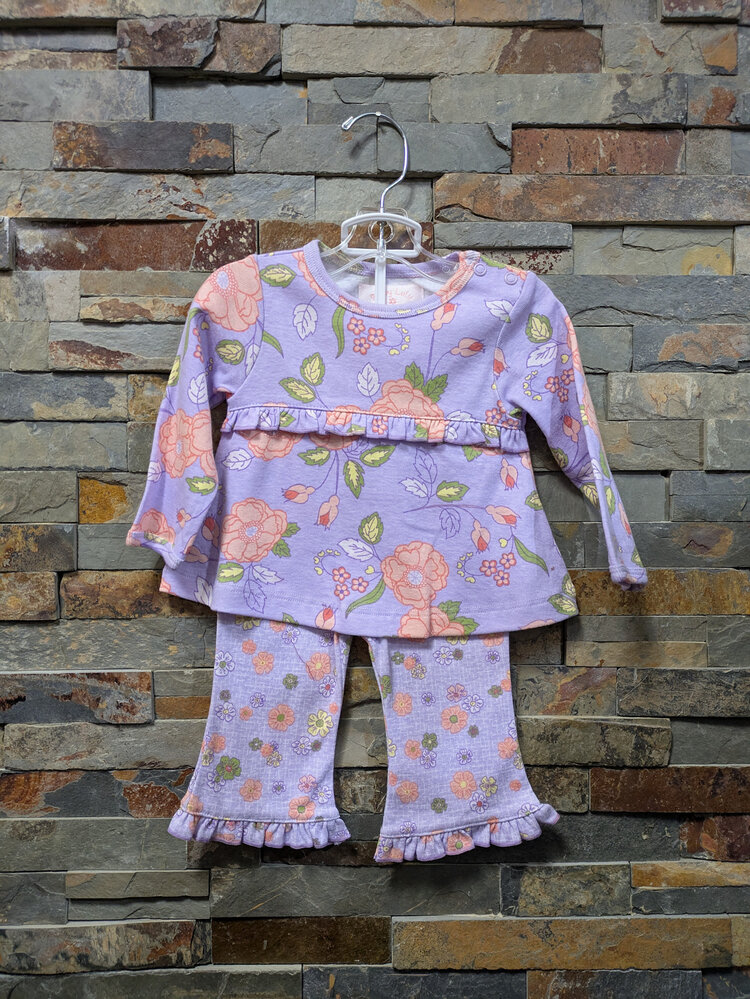 Lavender and Peach Floral Pant Set,