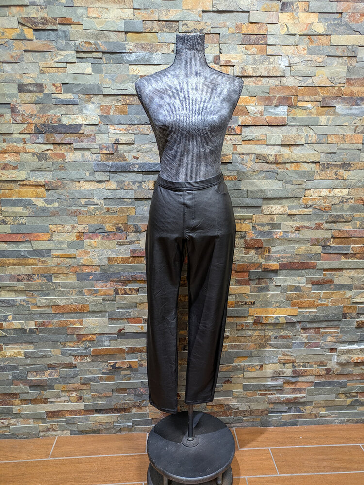 Black Faux Leather Pants, Size L