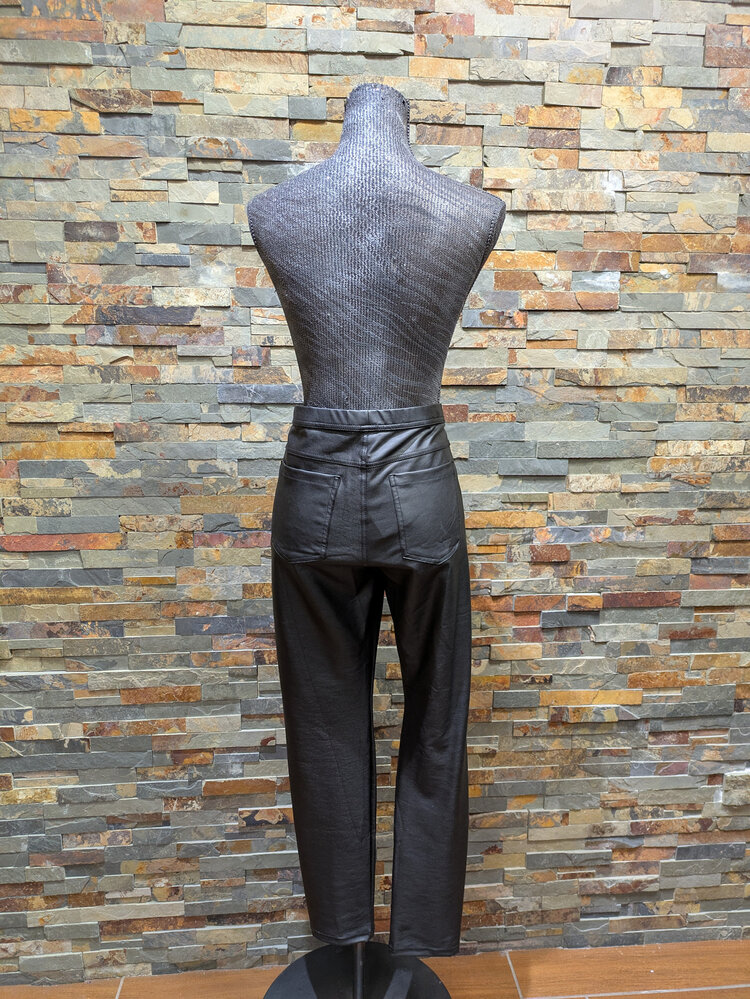 Black Faux Leather Pants, Size L