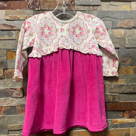 Hot Pink with Ivory Floral Top Dress, Size 18M