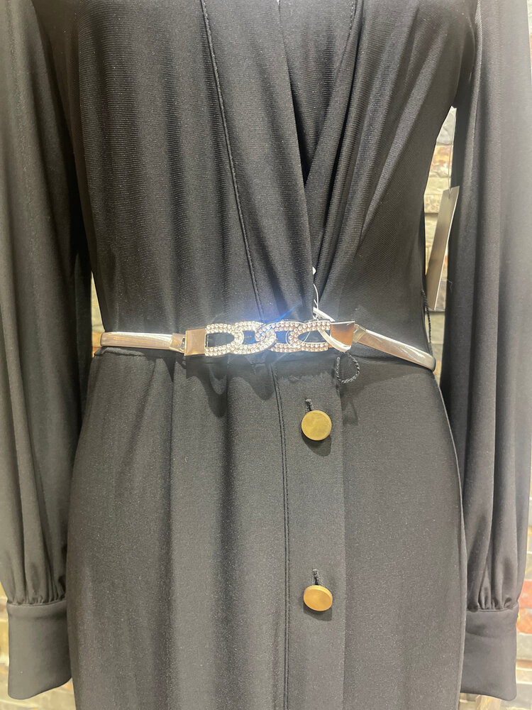 Silver Stretchy Bling Belt, Size M/L