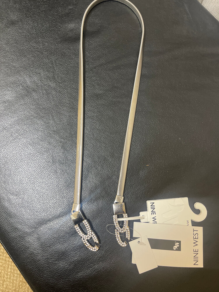 Silver Stretchy Bling Belt, Size M/L