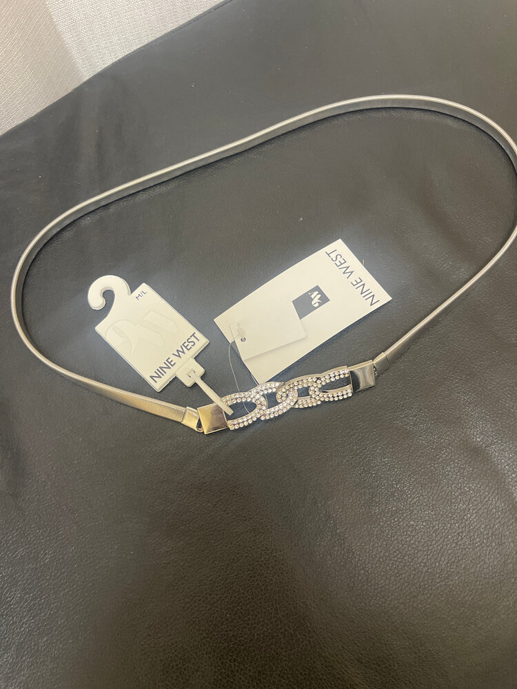 Silver Stretchy Bling Belt, Size M/L