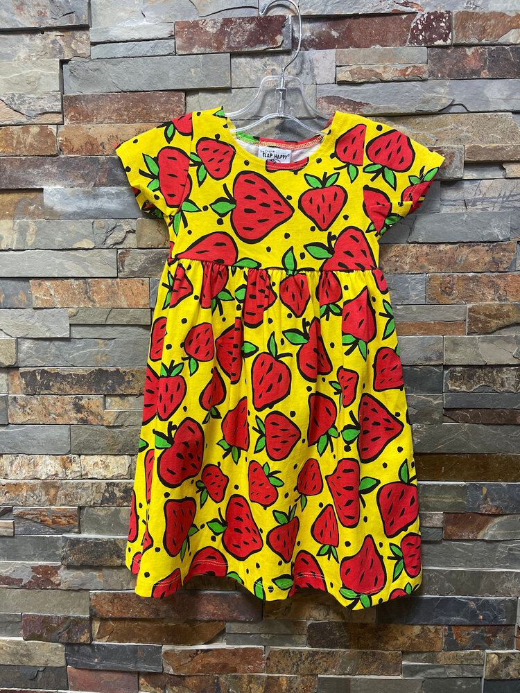 Yellow Strawberry Print Dress, Size 3