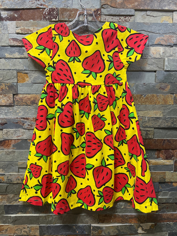 Yellow Strawberry Print Dress, Size 3