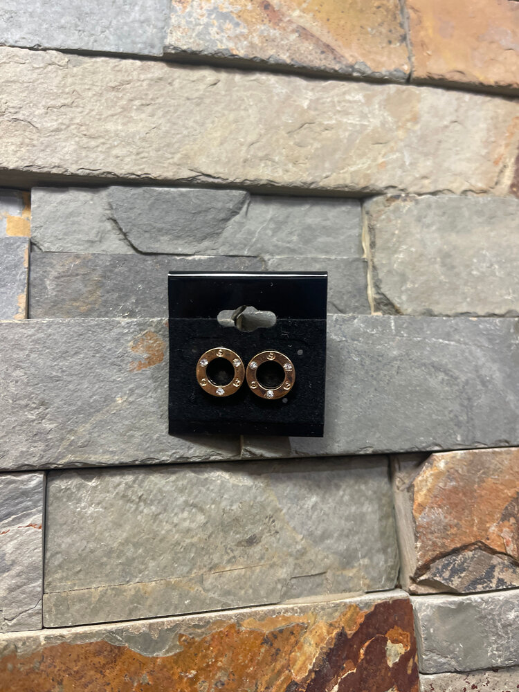 Gold Ring Stud Earrings