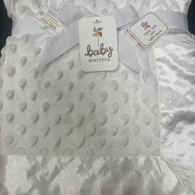 White Popcorn Fleece Baby Blanket