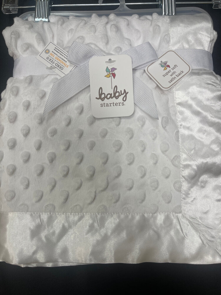 White Popcorn Fleece Baby Blanket