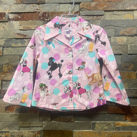 Pink Polka Dot and Puppies Button Down Shirt, Size 4T