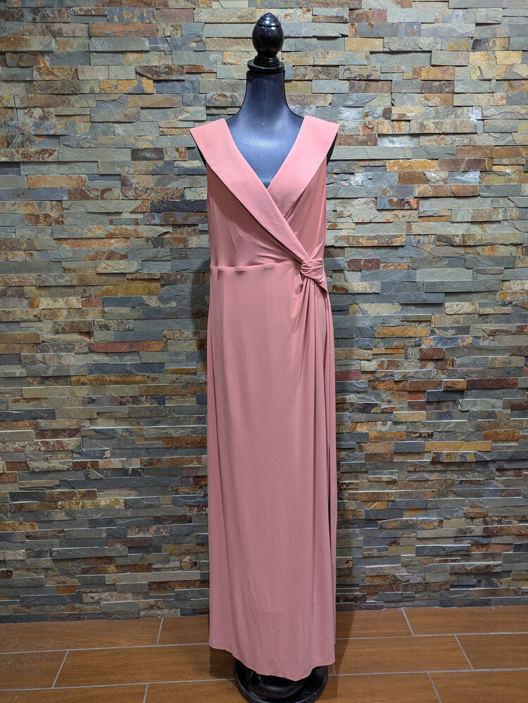 Ralph Lauren Desert Rose Collared V-Neck Gown, Size 16