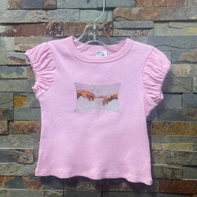Pink Ribbed Top with Renaissance Art, Size 4T