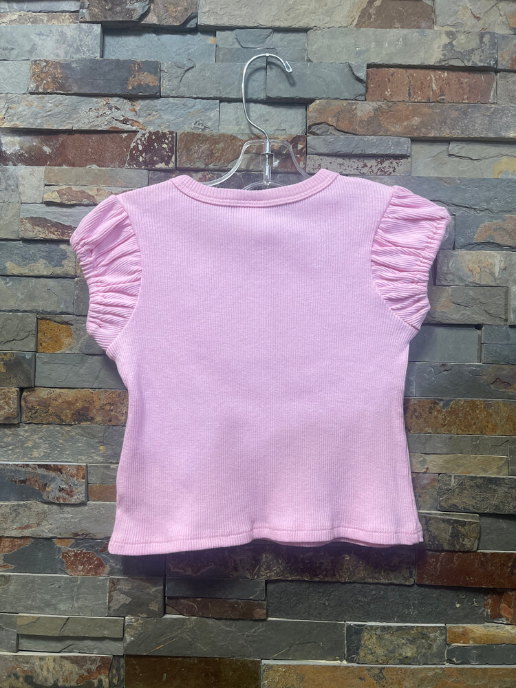 Pink Ribbed Top with Renaissance Art, Size 4T