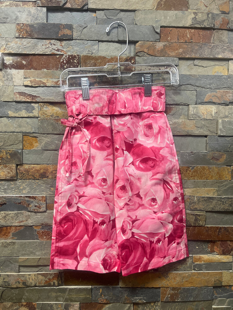 Pink and White Roses Print Wide Leg Pants, Size 4T