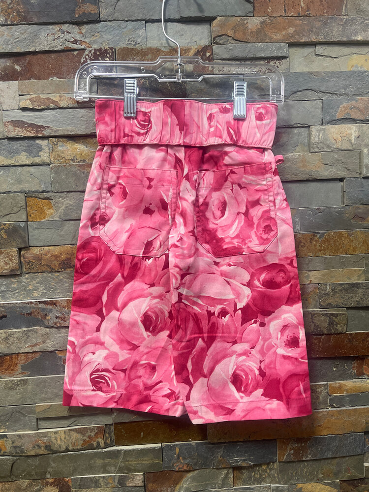 Pink and White Roses Print Wide Leg Pants, Size 4T