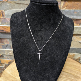 White Gold Dipped Cubic Zirconia Cross Necklace