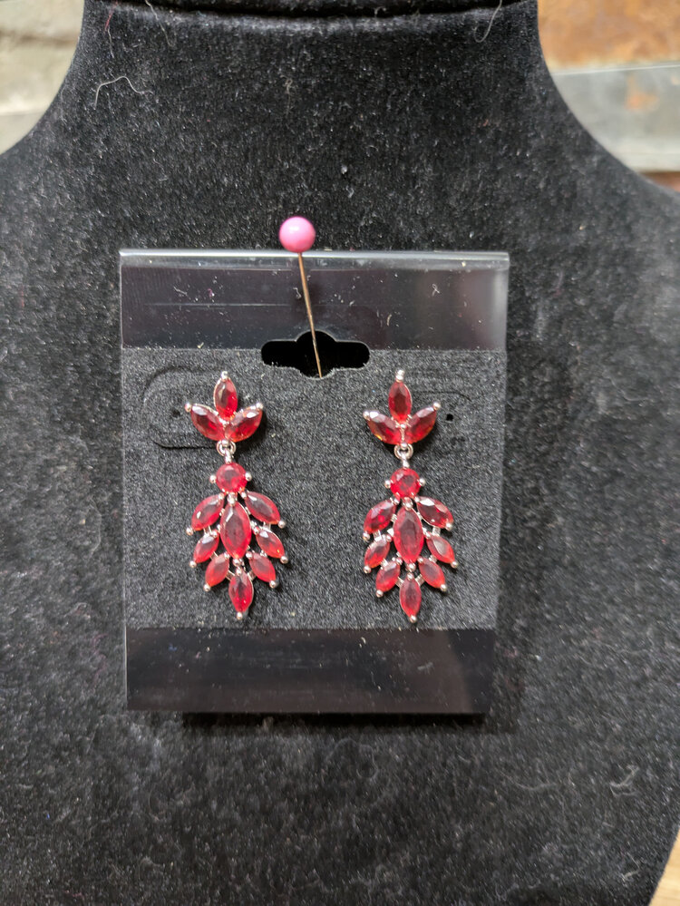 Deep Red Drop Earrings