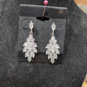 Silver Cluster Drop Earrings