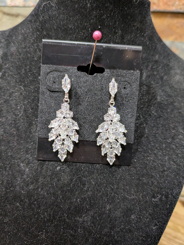 Silver Cluster Drop Earrings