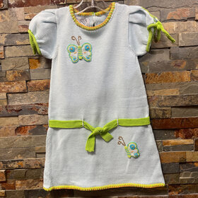 Light Blue Knit Dress with Butterflies, Size 3/4