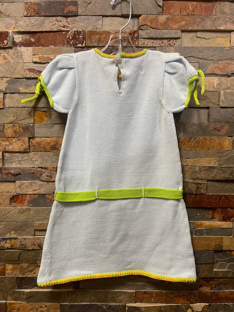 Light Blue Knit Dress with Butterflies, Size 3/4