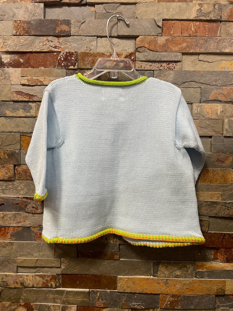 Light Blue Knit Cardigan with Butterflies, Size 3/4