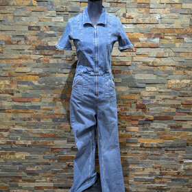 Free People Denim  Short Sleeve Jumpsuit, Size L