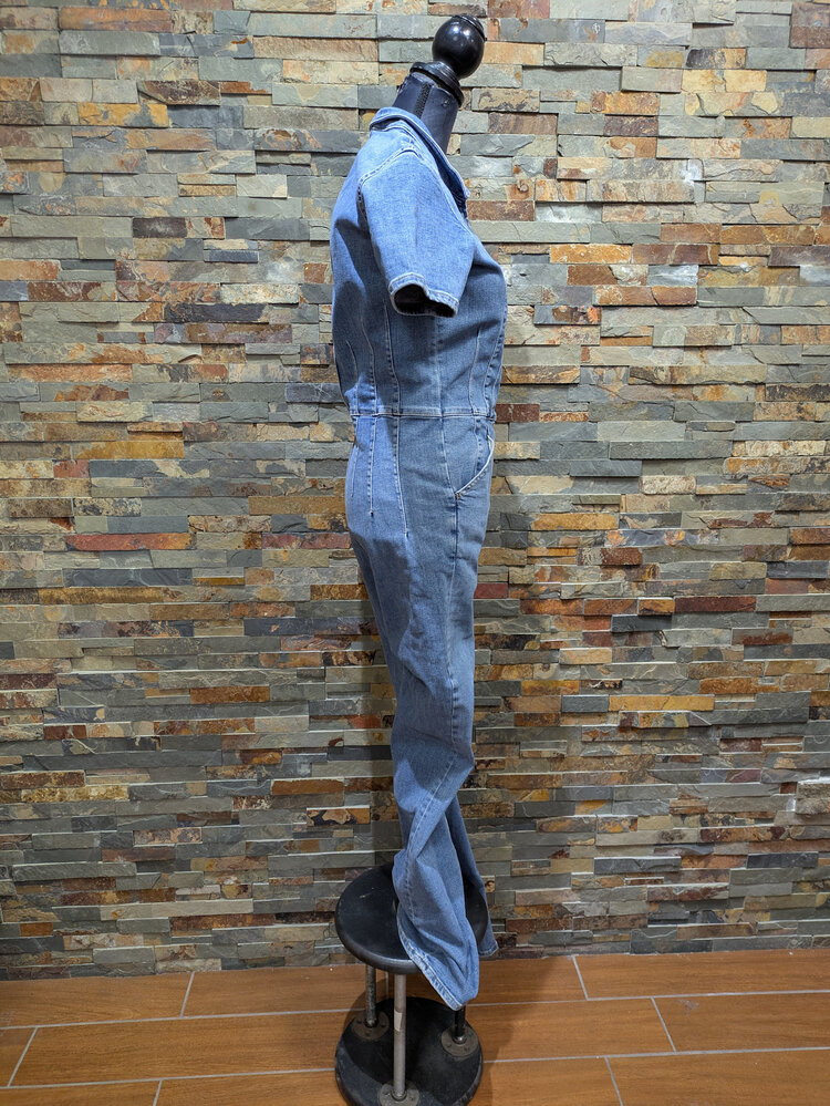 Free People Denim  Short Sleeve Jumpsuit, Size L