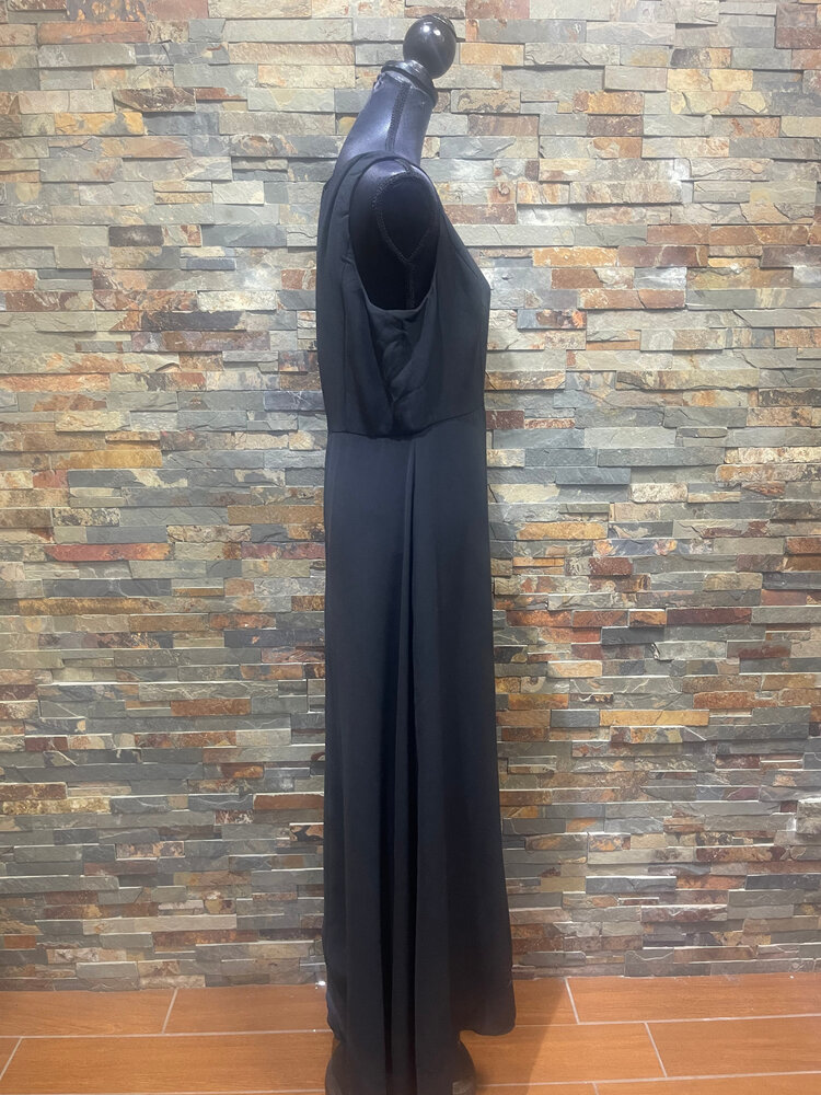 Adrianna Papell Black and White Crewneck  Jumpsuit with Color Block Overlay, Size 12